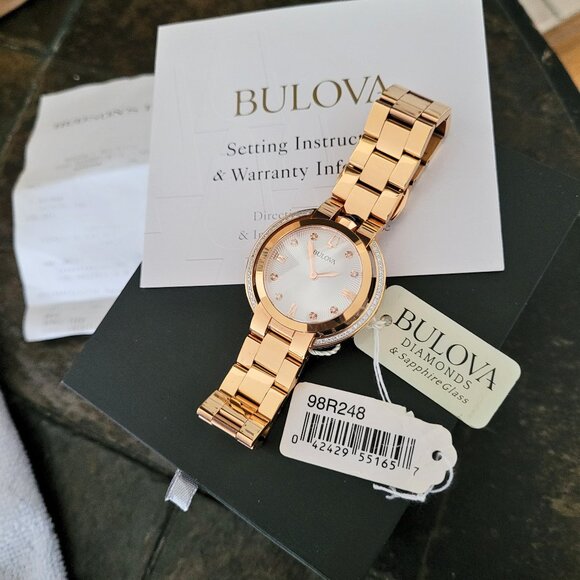 Bulova Women's 98R248 Diamond Rose Gold Watch - Picture 9 of 10